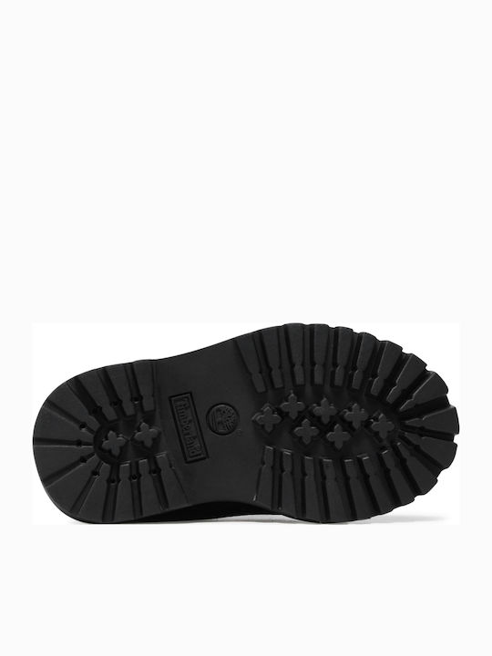 Premium Leather Kids Snow Boots with Laces Black