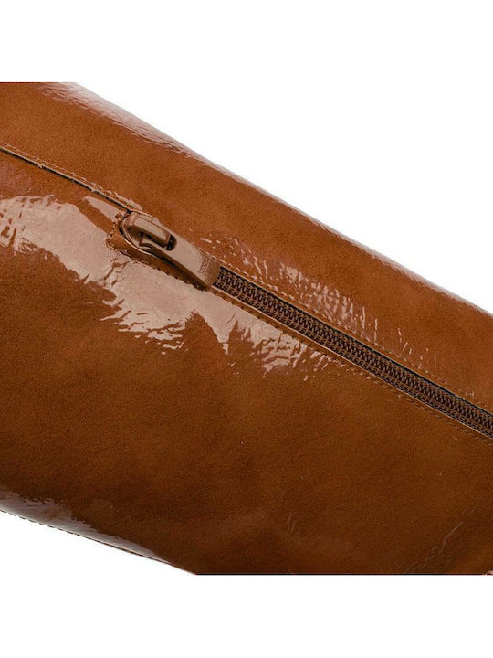 Damenstiefel aus Lackleder mit hohem Absatz Tabac Braun