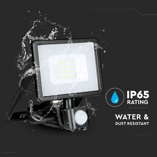 V-TAC Wasserdichter LED Flutlichter 20W Kaltweiß 6400K mit Bewegungssensor IP65