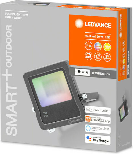 Ledvance Smart+ Αδιάβροχος LED Προβολέας 20W Топло бяло 3000К WiFi IP65