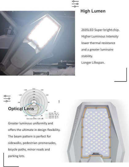 Factory Street Solar Light 200W 2000lm Cold White 6500K with Photocell and Remote Control IP67 52cmx26cmx8cmcm