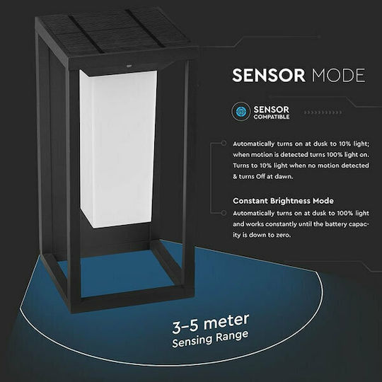V-TAC Wall Mounted Solar Light Traffic light 2W 220lm Warm White 3000K with Motion Sensor and Photocell IP65 14cmx14cmx29cmcm