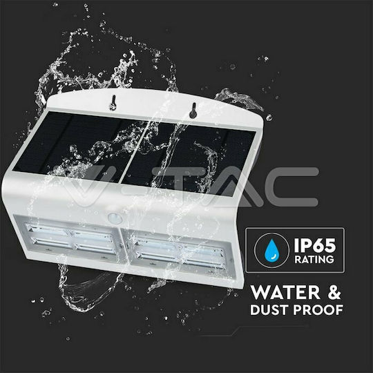V-TAC Επιτοίχιο Ηλιακό Φωτιστικό 6.8W 800lm Φυσικό Λευκό 4000K με Αισθητήρα Κίνησης και Φωτοκύτταρο IP65 27x22.1x10.92εκ.