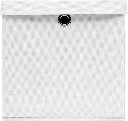 vidaXL Текстил Кутия за съхранение с капак Бял 28x28x28см 10бр