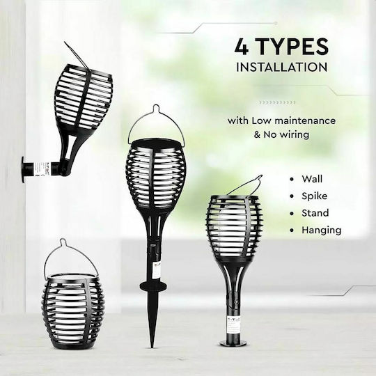 V-TAC Spiked Solar Light Torch 1W 5lm Warm White 3000K with Photocell IP44 10cmx10cmx65cmcm