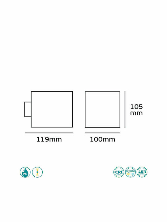 SoleLuce Επιτοίχιο Εξωτερικό Σποτ LED IP54