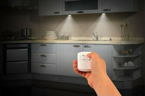 LED Light Spot for Cabinets with Battery Powered and Remote Control 3pcs