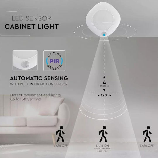 V-TAC LED Light for Cabinets with Battery Powered and Motion Sensor VT-80 1pcs