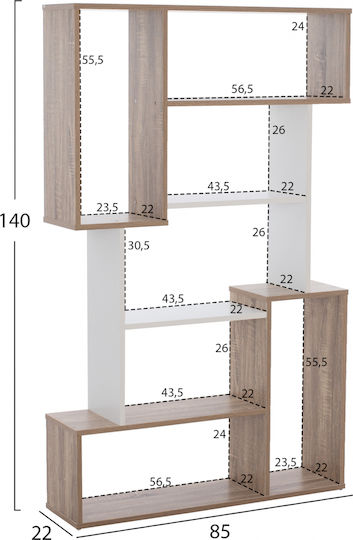 Βιβλιοθήκη Λευκό 85x22x140εκ.