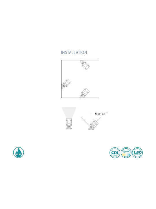 SoleLuce Außenstehlampe Wall Washer 300W IP67 Silber