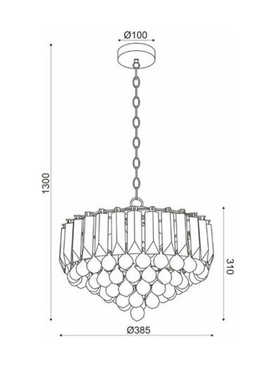 Aca Grappa Πολυέλαιος 3xE14 Ø5cm Χρυσός Ακρυλικός SF175323PG