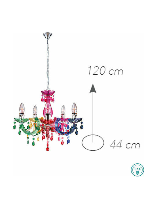 Fan Europe Houston Πολυέλαιος 5xE14 Ø44cm με Κεράκια Πολύχρωμος I-HOUSTON-S5 COL