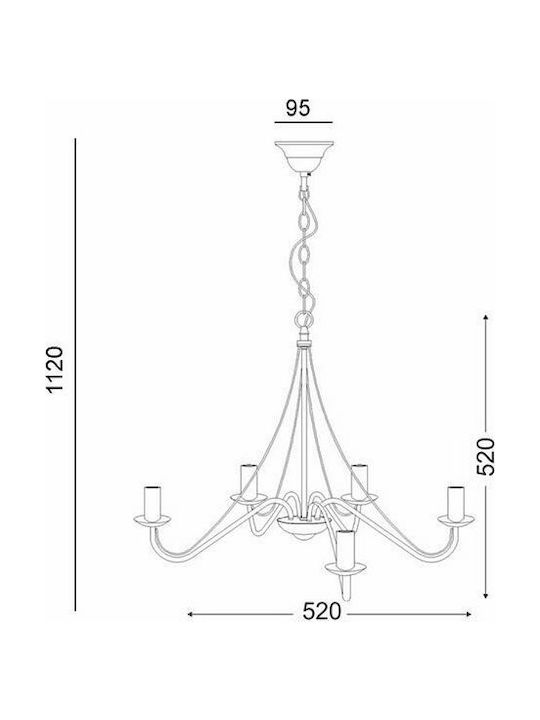 Aca Palmyra Chandelier Candlestick 5xE14 Brown 52cm DLA0015