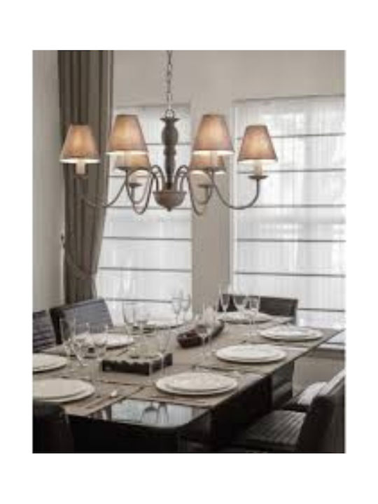 Viokef Fatima Πολυέλαιος 6xE14 Ø73cm με Καπέλα Καφέ 4163600