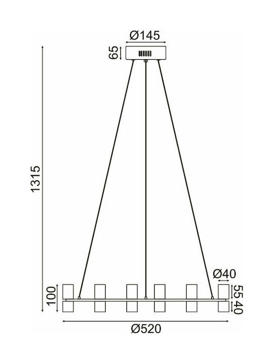 Aca Ionian Πολυέλαιος LED Ø52cm Χρυσός JNDP32LED52GD