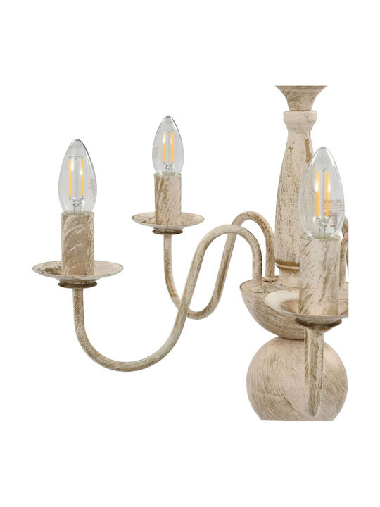 vidaXL Candelabru 5xE14 cu Lumânări Bej 281614