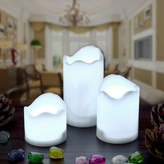 GloboStar Dekorative Lampe Wachs-Politur Weiß 3Stück