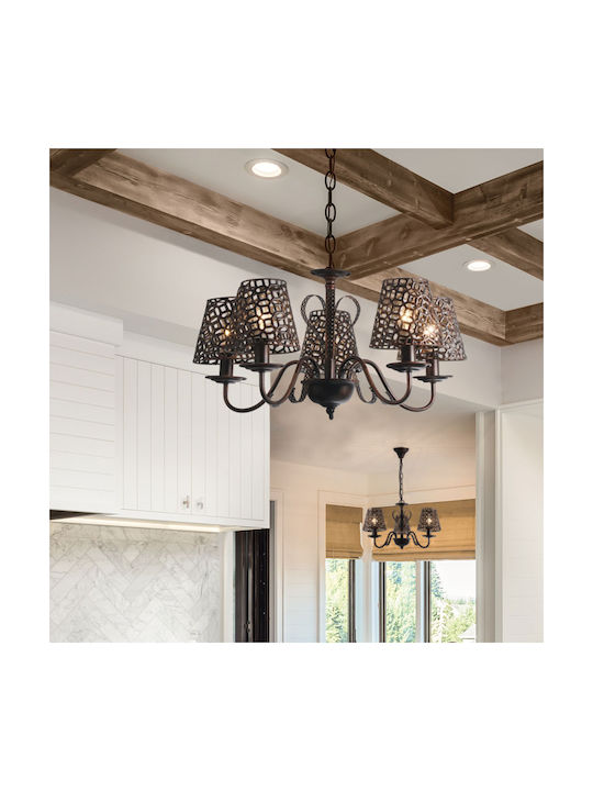 Aca Edam Πολυέλαιος 5xE14 Ø55cm με Καπέλα Χάλκινος EG169755PBC