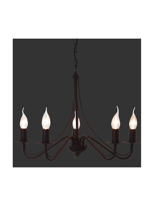 Trio Lighting Country Kronleuchter 5xE14 Ø55cm mit Kerzen Schwarz R1198-24