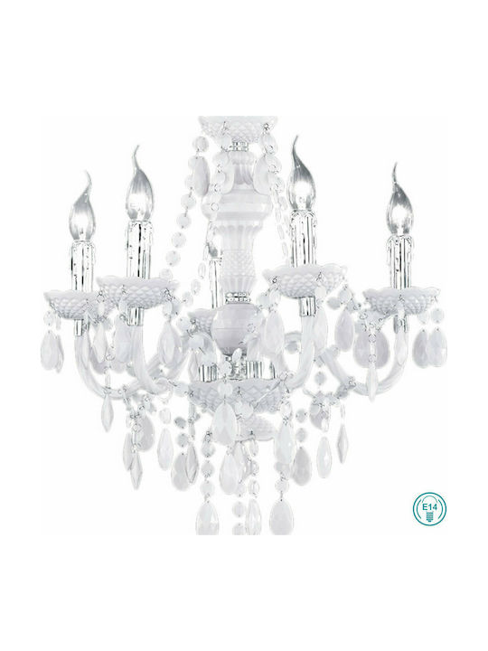 Trio Lighting Lüster Πολυέλαιος 5xE14 με Κεράκια Λευκός R1107-01
