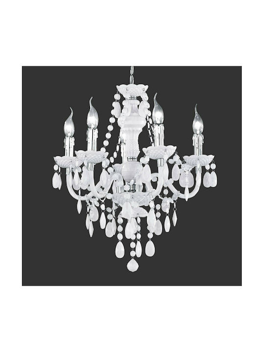 Trio Lighting Lüster Πολυέλαιος 5xE14 με Κεράκια Λευκός R1107-01