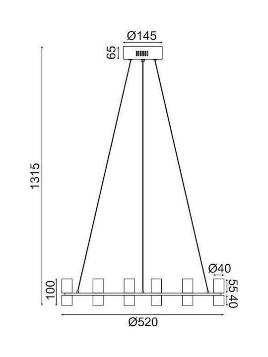 Aca Ionian Πολυέλαιος LED Ø52cm Ασημί JNDP32LED52CH
