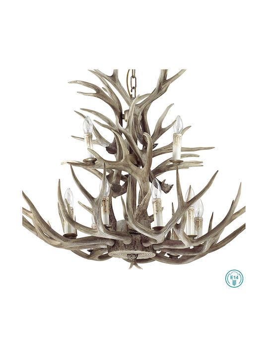 Ideal Lux Chandelier Ø100cm with Beige Wood Ideal Lux Chandelier Ø100cm with Beige Wood