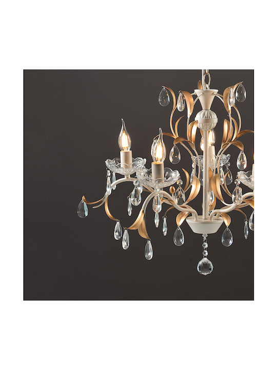 Aca Sardinia Chandelier Candlestick 5xE14 White DL9345PWG