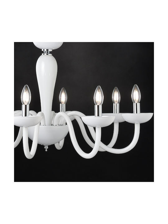 Aca Lunaria Полилей 8xE14 Ø79см с Свещи Бял BLK82188PWC