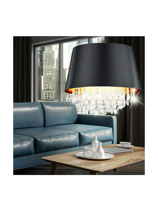 Trio Lighting Loreley Πολυέλαιος 3xE14 Ø50cm με Καπέλα Μαύρος 309300302