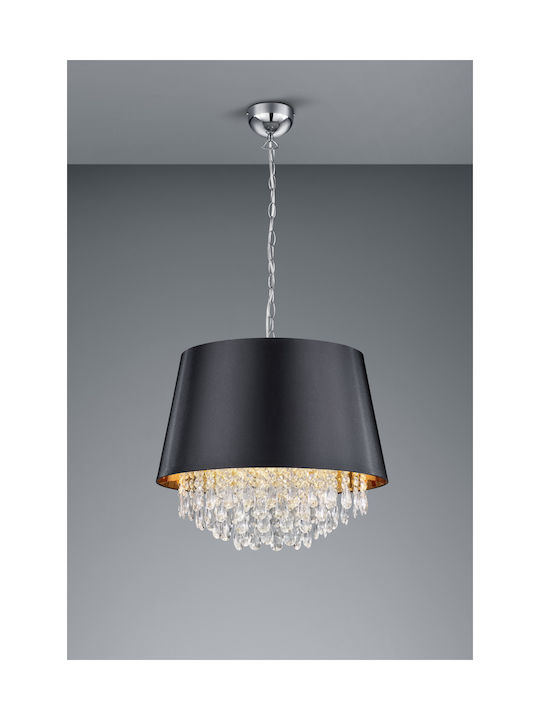 Trio Lighting Loreley Πολυέλαιος 3xE14 Ø50cm με Καπέλα Μαύρος 309300302