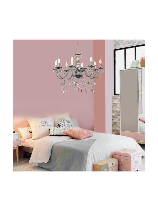 Inlight 5314-8 Chandelier Candlestick 8xE14 Transparent 75cm Dimmed 5314-8-FIME