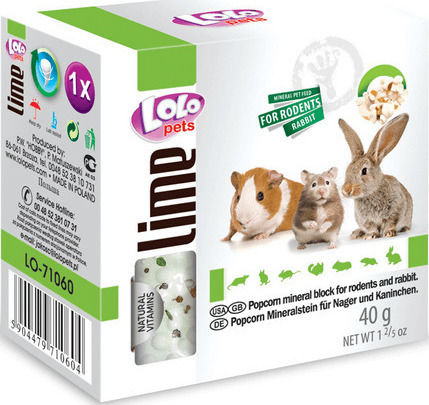 Lolo Pets Lime Nutritional Supplement with Pop Corn for Guinea Pig, Rabbit and Hamster 40gr