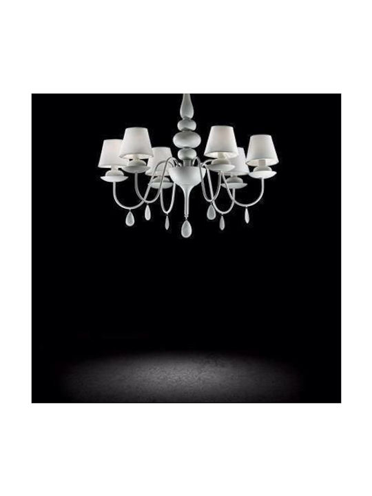 Ideal Lux Πολυέλαιος 6xE14 Ø75cm με Καπέλα Λευκός 035581
