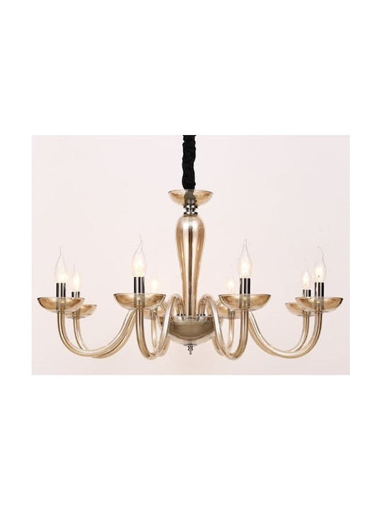 Aca Chandelier Candlestick 8xE14 Honey 79cm BLK82188PCNC