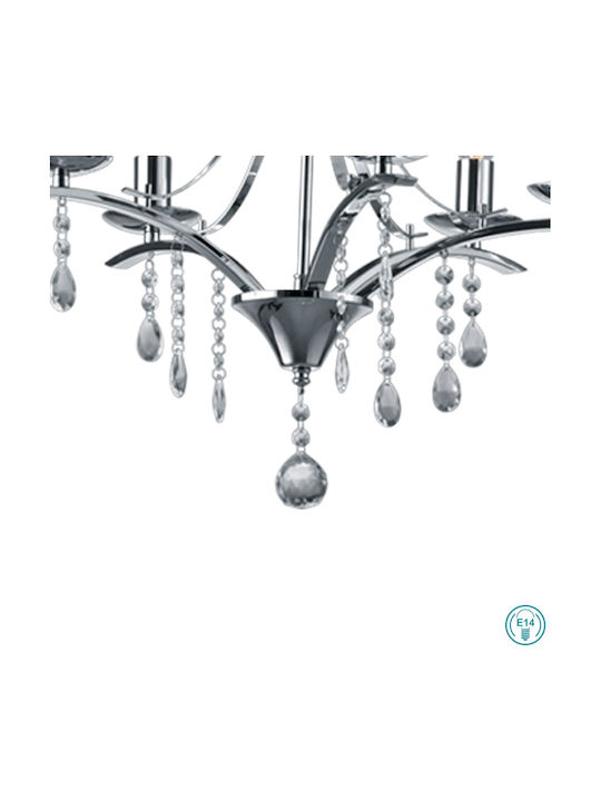 Trio Lighting Lucerna Chandelier Candlestick 5xE14 Silver 52cm 101600506