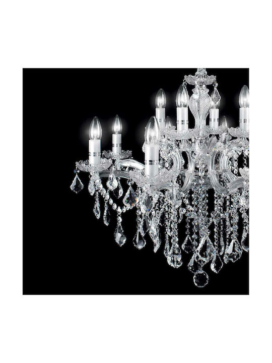 Ideal Lux Chandelier Candlestick 6xE14 Transparent 60cm 035628