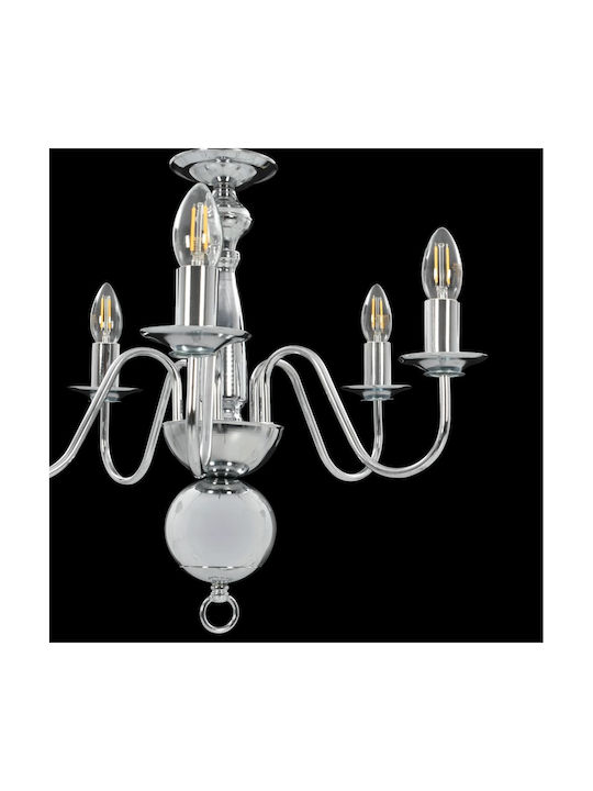vidaXL Chandelier Candlestick 5xE14 Silver 281616