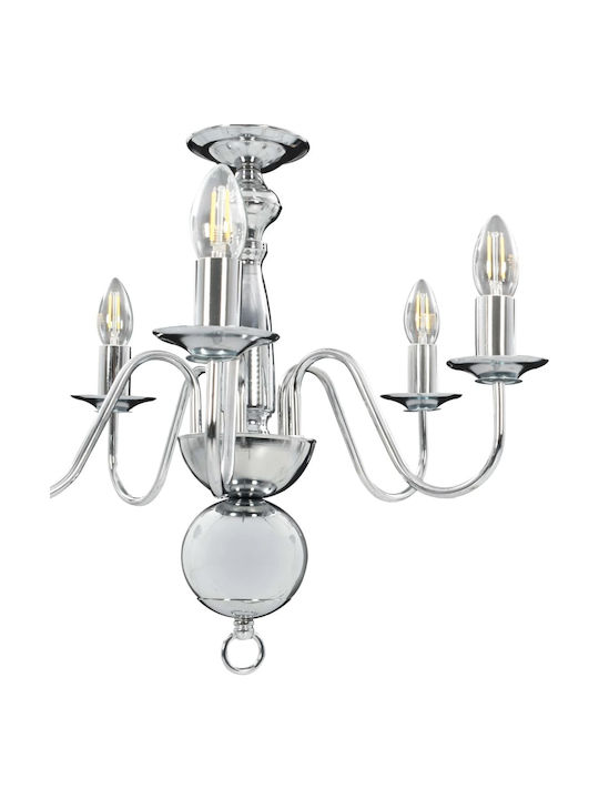 vidaXL Chandelier Candlestick 5xE14 Silver 281616
