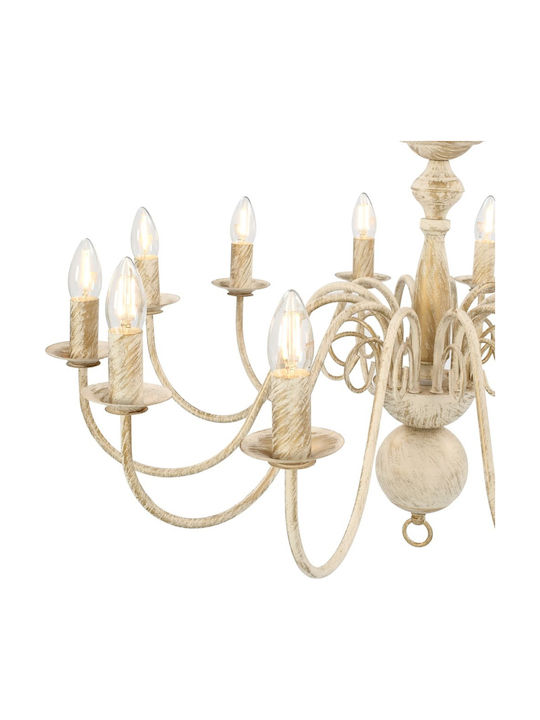 vidaXL Candelabru 12xE14 cu Lumânări Bej 281620