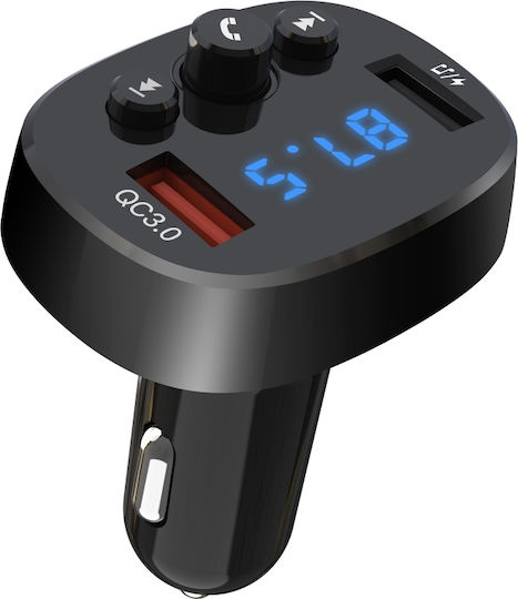 XO FM Transmitter Αυτοκινήτου BCC03 με USB Car Charger 18w Bluetooth+qc3.0