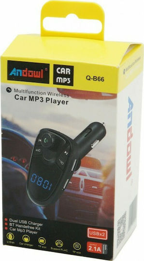 Andowl FM Transmitter Αυτοκινήτου An-q-b66 με Bluetooth / MicroSD / USB Μπλε
