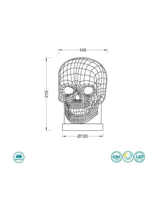 Trio Lighting Skull Dekorative Lampe 3D-Illusion Silber