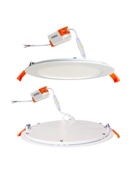 Elvhx Στρογγυλό Χωνευτό LED Panel 18W με Ψυχρό Λευκό Φως 6500K 22.5εκ.