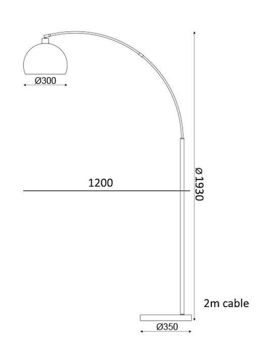 Aca Matilda Floor Lamp H193xW35cm. with Socket for Bulb E27 Gold