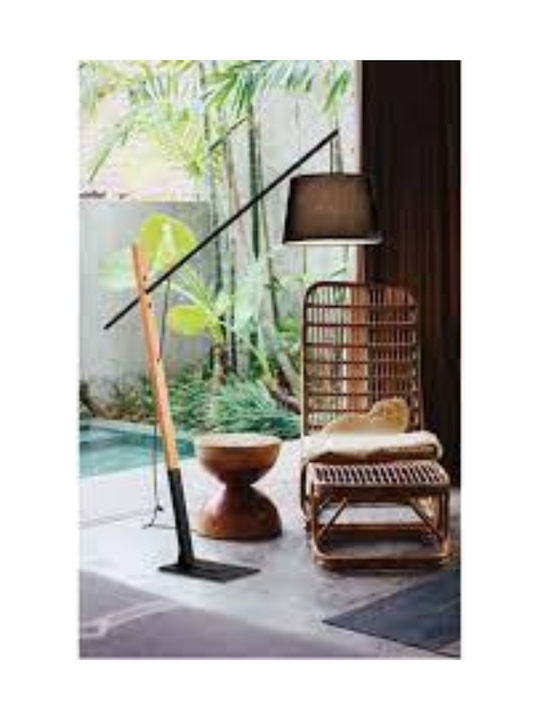 Viokef Crane Lampa de podea Î200xL42cm. cu Soclu pentru Bec E27 Negru