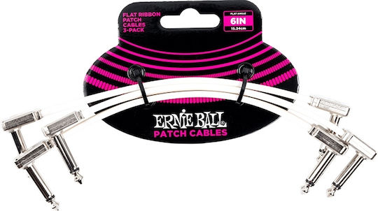 Ernie Ball Flat Ribbon Patch Cablu 6,3 mm de sex masculin - 6,3 mm de sex masculin 0.15m Alb 3buc (P06385)