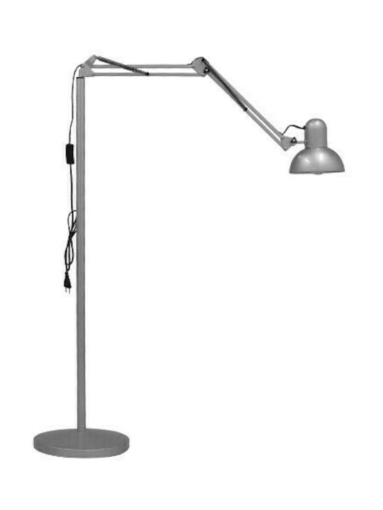 GloboStar Audrey Vintage Floor Lamp H190xW15cm. with Socket for Bulb E27 Silver