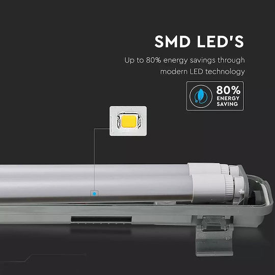 V-TAC Lichtleiste Außenbereich mit 2 LED-Lampen T8 18W 126cm