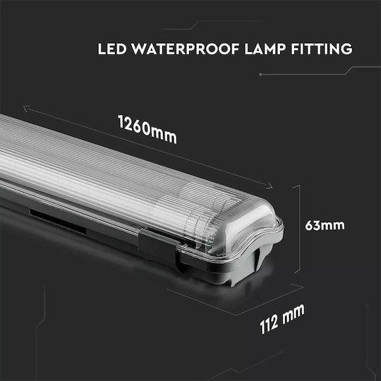 V-TAC Lichtleiste Außenbereich mit 2 LED-Lampen T8 18W 126cm